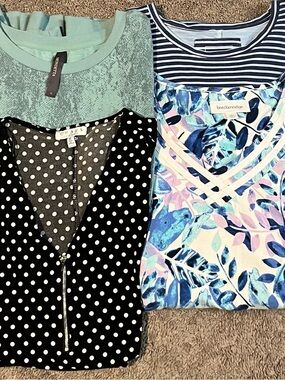 Womens Tops Lot of 4 Blue Prints includes Chaus & Sonoma Size XL.